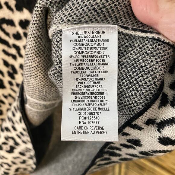 Alice + Olivia Oscar Leopard Print Hoodie Face Graphic Sweater Wool Blend Large - Picture 6 of 9